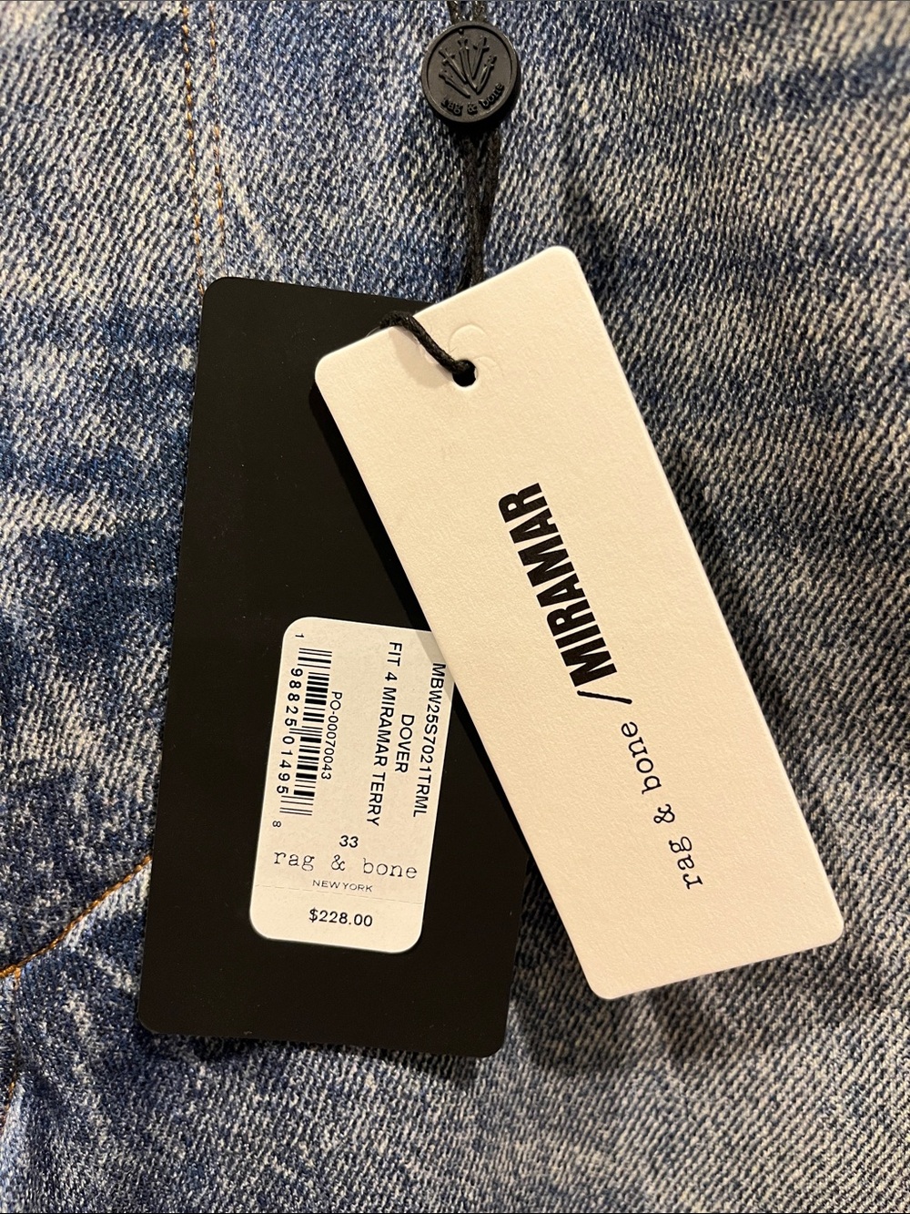 rag & bone, Dover, Fit 4 Miramar Terry Jeans, size 33 - Picture 3 of 4